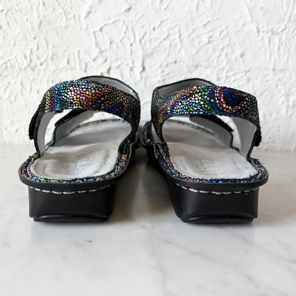 Alegria Viki Sandals Women's 39/8.5 Rainbow Cyclone Leather Comfort Slingback